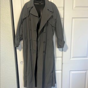 Gray Double-Breasted Trench Coat Towne by London Fog. Missing waist tie.